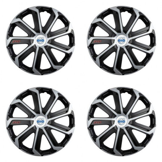 Puklice pre Volvo (biele) 14 Evo black&silver