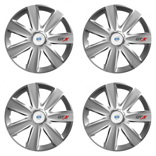 Puklice pre Volvo (biele) 14 GTX CARBON silver