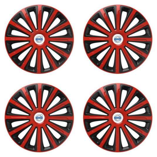 Puklice pre Volvo (biele) 16 TREND red and black