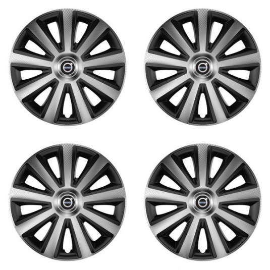 Puklice pre Volvo (čierne) 14 Aviator carbon silver&black