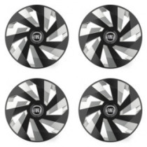 Puklice pre Fiat (čierny) 14 Vector RC black and silver