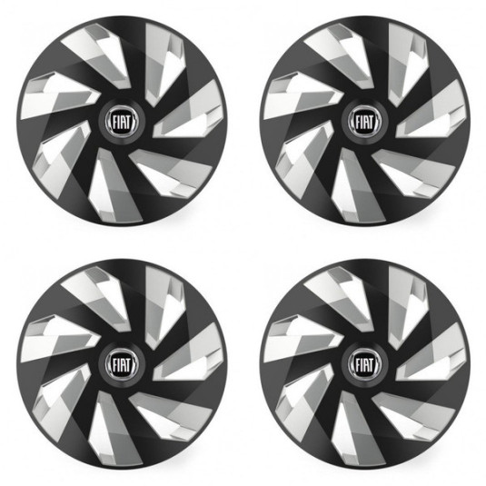 Puklice pre Fiat (čierny) 14 Vector RC black and silver