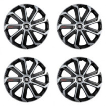 Puklice pre Fiat (čierny) 15 Evo black&silver