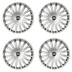 Puklice pre Fiat (čierny) 15 CRYSTAL silver