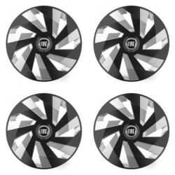 Puklice pre Fiat (čierny) 16 Vector RC black and silver