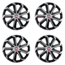 Puklice pre Fiat (červené) 14 Evo black&silver