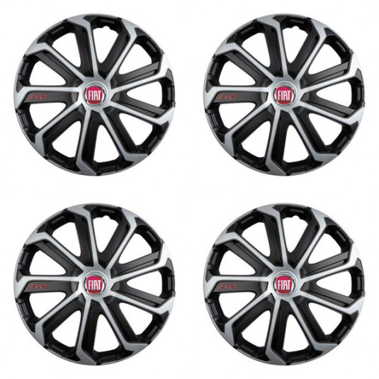 Puklice pre Fiat (červené) 14 Evo black&silver