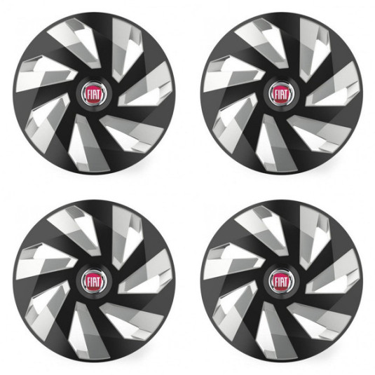 Puklice pre Fiat (červené) 14 Vector RC black and silver