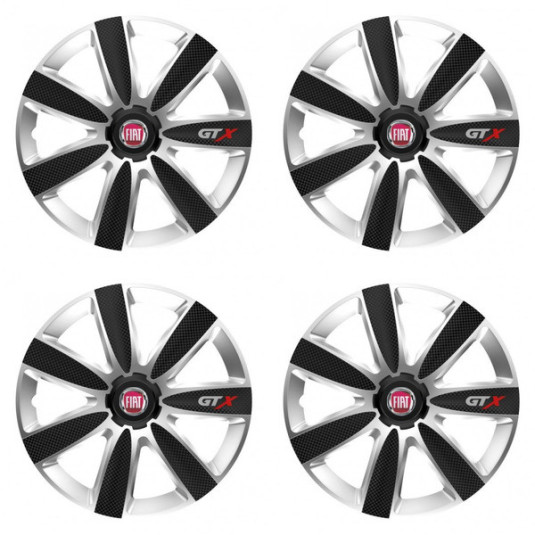 Puklice pre Fiat (červené) 14 GTX CARBON silver/black