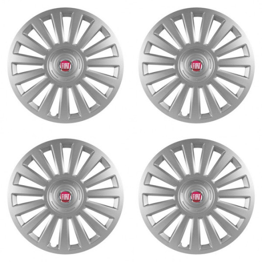 Puklice pre Fiat (červené) 15 Luxury