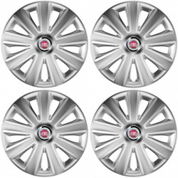 Puklice pre Fiat (červené) 15 Aviator carbon silver