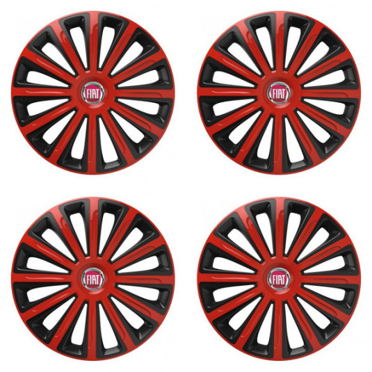 Puklice pre Fiat (červené) 15 TREND red and black