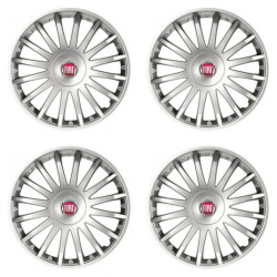 Puklice pre Fiat (červené) 15 CRYSTAL silver