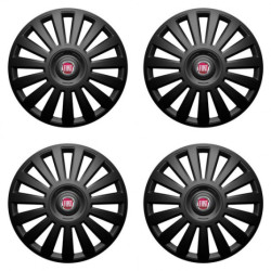 Puklice pre Fiat (červené) 16 Luxury black