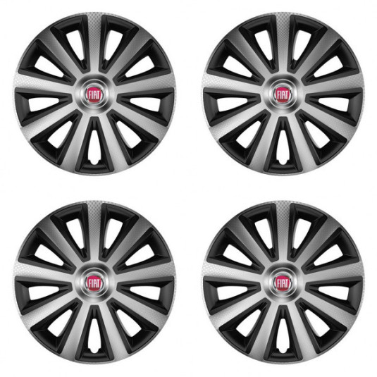 Puklice pre Fiat (červené) 16 Aviator carbon silver&black