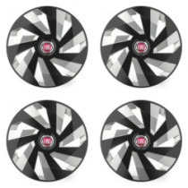 Puklice pre Fiat (červené) 16 Vector RC black and silver