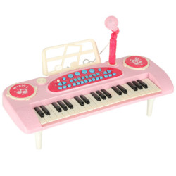Klávesnica pre deti interaktívny klavír organ 37 klávesov mikrofón stojan ružová