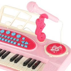 Klávesnica pre deti interaktívny klavír organ 37 klávesov mikrofón stojan ružová
