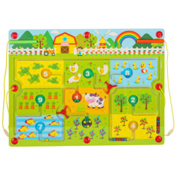 Drevená spoločenská hra Magnetické bludisko pre cestovateľskú farmu pre 2 hráčov