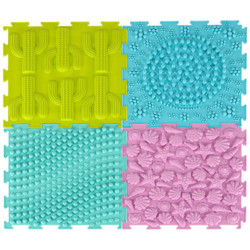 Senzorická podložka montessori na masáž chodidiel 8 kusov pastelových