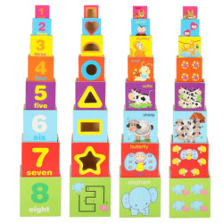 Vzdelávacia drevená veža triedička tvarov, ktorá sa učí počítať 71cm XXL