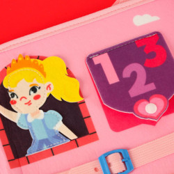 Senzorické zmyslové montessori manipulačné dosky na batoh ružové