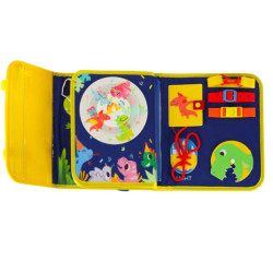 Zmyslová manipulačná doska montessori na batoh modrá