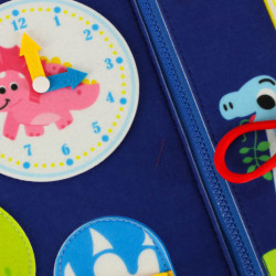 Zmyslová manipulačná doska montessori na batoh modrá