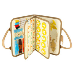 Senzorické zmyslové montessori manipulačné dosky dinosaurus prípad