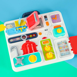 Senzorická manipulačná doska montessori kuchynské hodiny svetlo zvuk