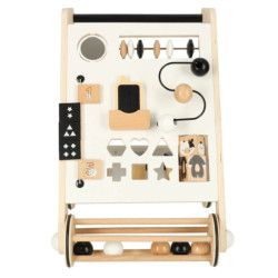 Drevené detské chodítko s interaktívnymi prvkami