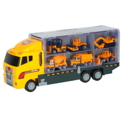 Transporter truck TIR launcher + kovové autá stavebné stroje