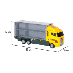 Transporter truck TIR launcher + kovové autá stavebné stroje