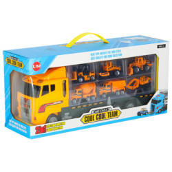 Transporter truck TIR launcher + kovové autá stavebné stroje