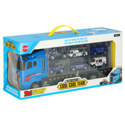 Transportér TIR launcher + kovové autá polície