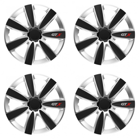 Puklice pre Škoda 16 GTX CARBON silver/black