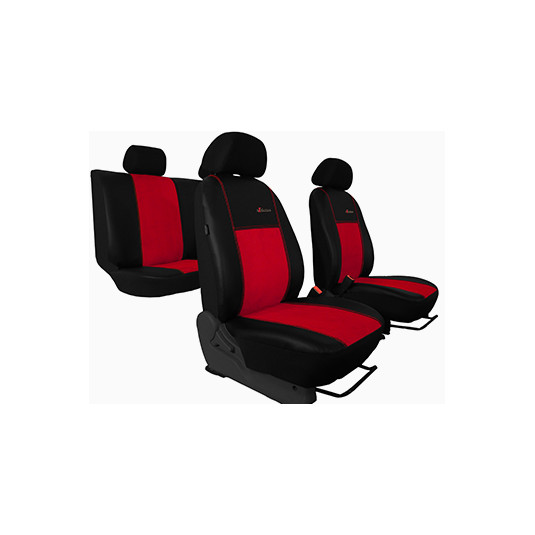 Poťahy pre Škoda KAROQ SPORT LINE (od 2021) Exclusive Alcantara (Alcantara-koža) červená (vyp)