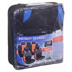 Poťahy sedadiel sada 9ks SPORT modré AIRBAG