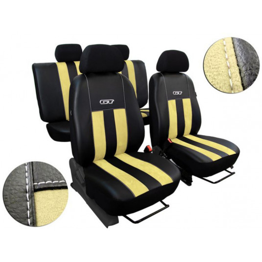 Autopoťahy GT béžovo-čierne (Alcantara-koža)