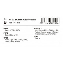 Poistné skrutky kolies B M12x1, 50x26mm kužeľové sedlo
