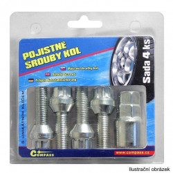 Poistné skrutky kolies D M14x1, 50x26mm guľové sedlo