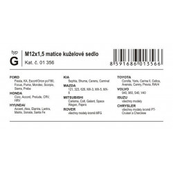 Poistné matice kolies G M12x1, 50 kužeľové sedlo