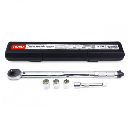 Dynamometrický kľúč s násadou 17/19/21 mm 40-210 Nm