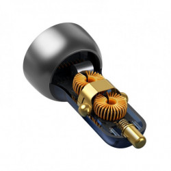 Nabíjačka do auta BASEUS s digitálnym displejom strieborná USB + USB-C, QC3.0 + PD, 5A, 65 W