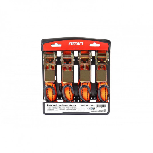 Upínacie pásy s račňou 700kg 25mm 4,5m 4ks BELT-03