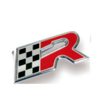 3D nálepka R so šachovnicou