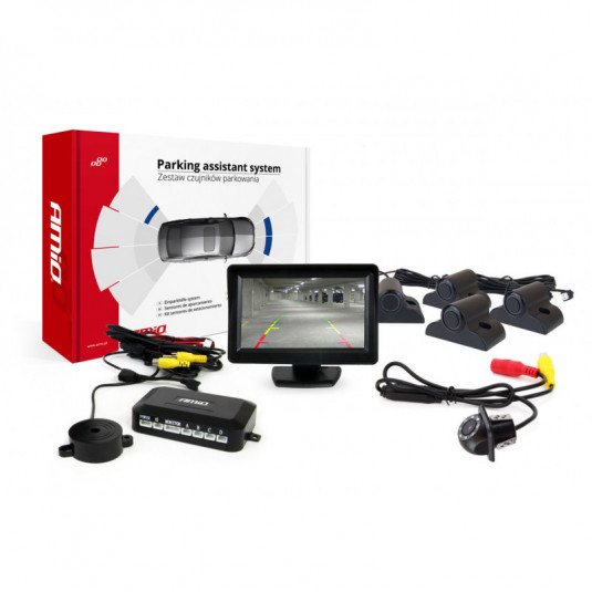 Asistenty parkovania TFT01 4,3 s kamerou HD-305-LED 4-senzorové čierne Truck