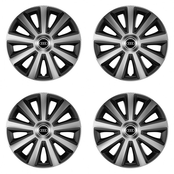 puklice pre Audi 16 Aviator carbon silver&black