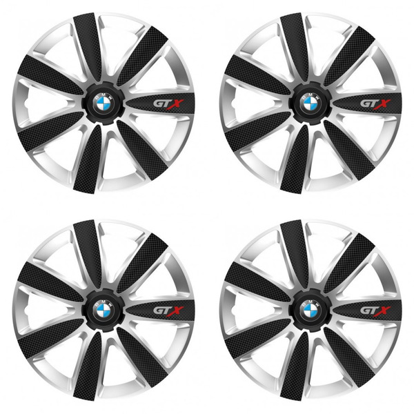 puklice pre BMW 14 GTX CARBON silver/black