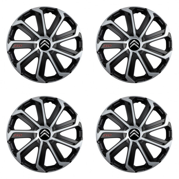 puklice pre Citroen 14 Evo black&silver